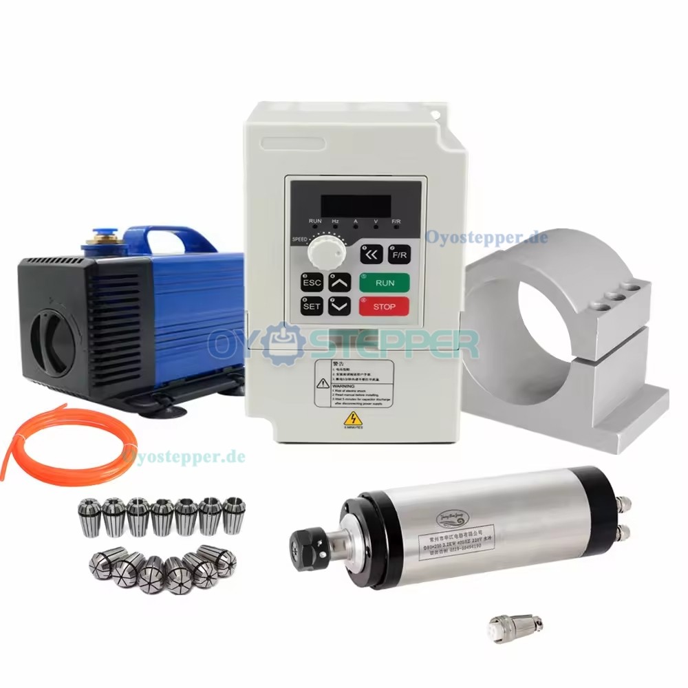 Wassergek&uuml;hltes CNC HF-Spindel-Set 2,2kW ER20 220V/380V 24000U/min mit K&uuml;hlwasserpumpe